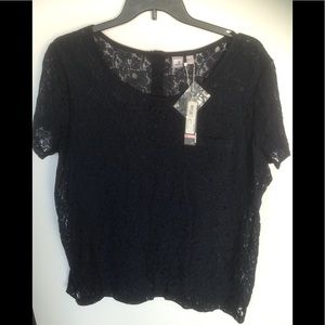 JCPenny Peek-a-Boo Blouse - Black - 2X - NWT